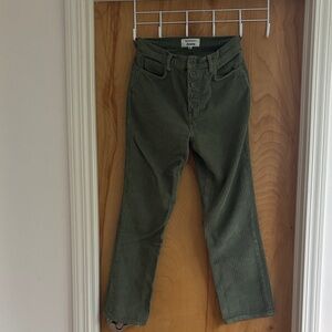 Reformation Women's Straight Leg Corduroy Pants in Olive